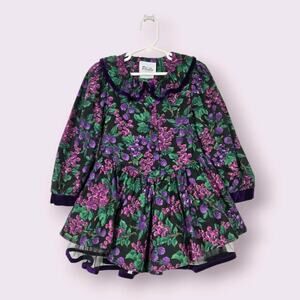VTG Philly California Dress Girls sz 5 Black Purple Grapes Berries Party